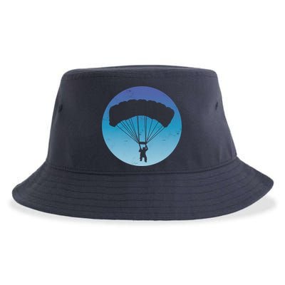 Skydiving Hobby Silhouette Sustainable Bucket Hat