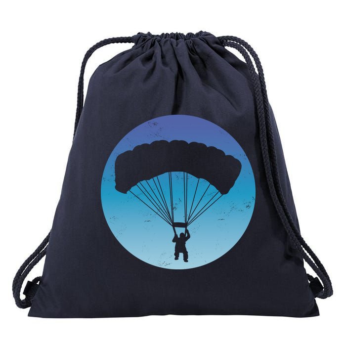 Skydiving Hobby Silhouette Drawstring Bag