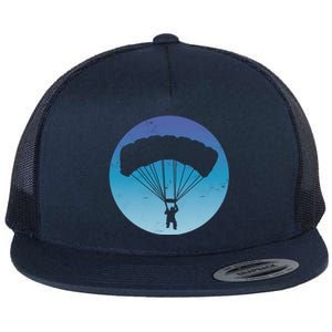 Skydiving Hobby Silhouette Flat Bill Trucker Hat