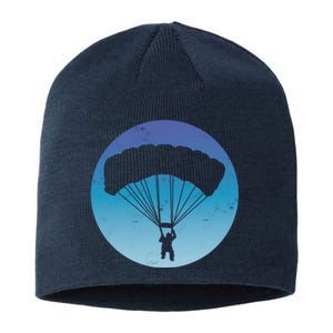 Skydiving Hobby Silhouette Sustainable Beanie