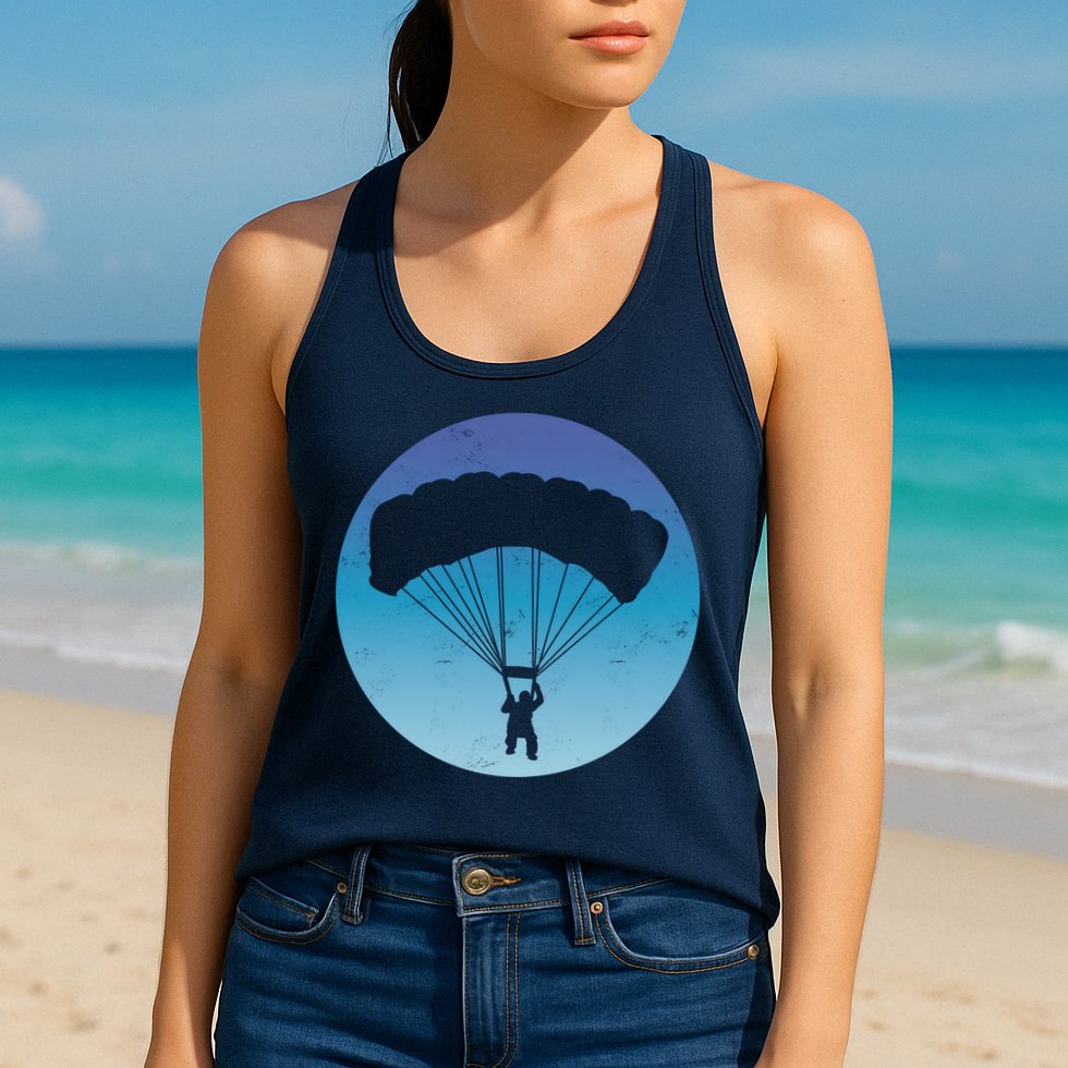 Skydiving Hobby Silhouette Womens Tank Top
