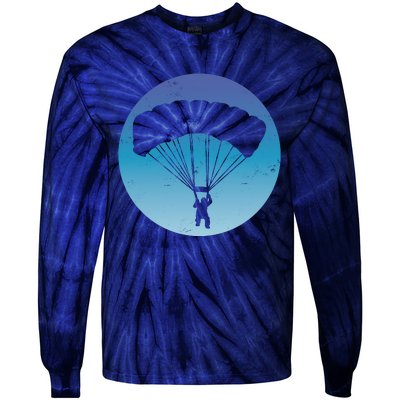 Skydiving Hobby Silhouette Tie-Dye Long Sleeve Shirt