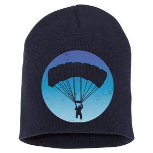 Skydiving Hobby Silhouette Short Acrylic Beanie