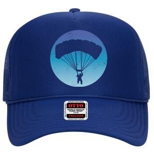 Skydiving Hobby Silhouette High Crown Mesh Back Trucker Hat