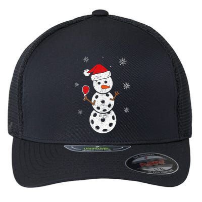 Santa Hat Snowman Gifts For Xmas Funny Pickleball Christmas Flexfit Unipanel Trucker Cap