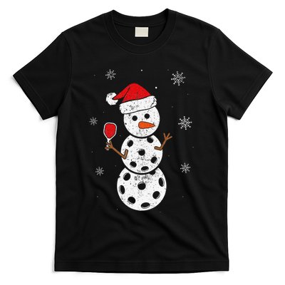 Santa Hat Snowman Gifts For Xmas Funny Pickleball Christmas T-Shirt