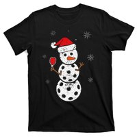 Santa Hat Snowman Gifts For Xmas Funny Pickleball Christmas T-Shirt