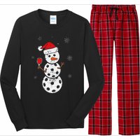 Santa Hat Snowman Gifts For Xmas Funny Pickleball Christmas Long Sleeve Pajama Set