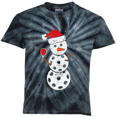 Santa Hat Snowman Gifts For Xmas Funny Pickleball Christmas Kids Tie-Dye T-Shirt