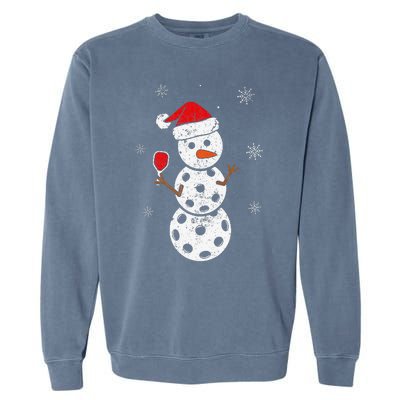 Santa Hat Snowman Gifts For Xmas Funny Pickleball Christmas Garment-Dyed Sweatshirt