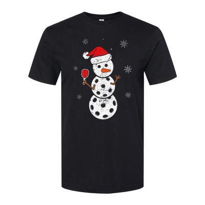 Santa Hat Snowman Gifts For Xmas Funny Pickleball Christmas Softstyle CVC T-Shirt