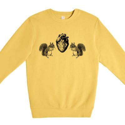 Squirrel Heart Squirrel Nature Anatomy By B Moss Cute Gift Premium Crewneck Sweatshirt