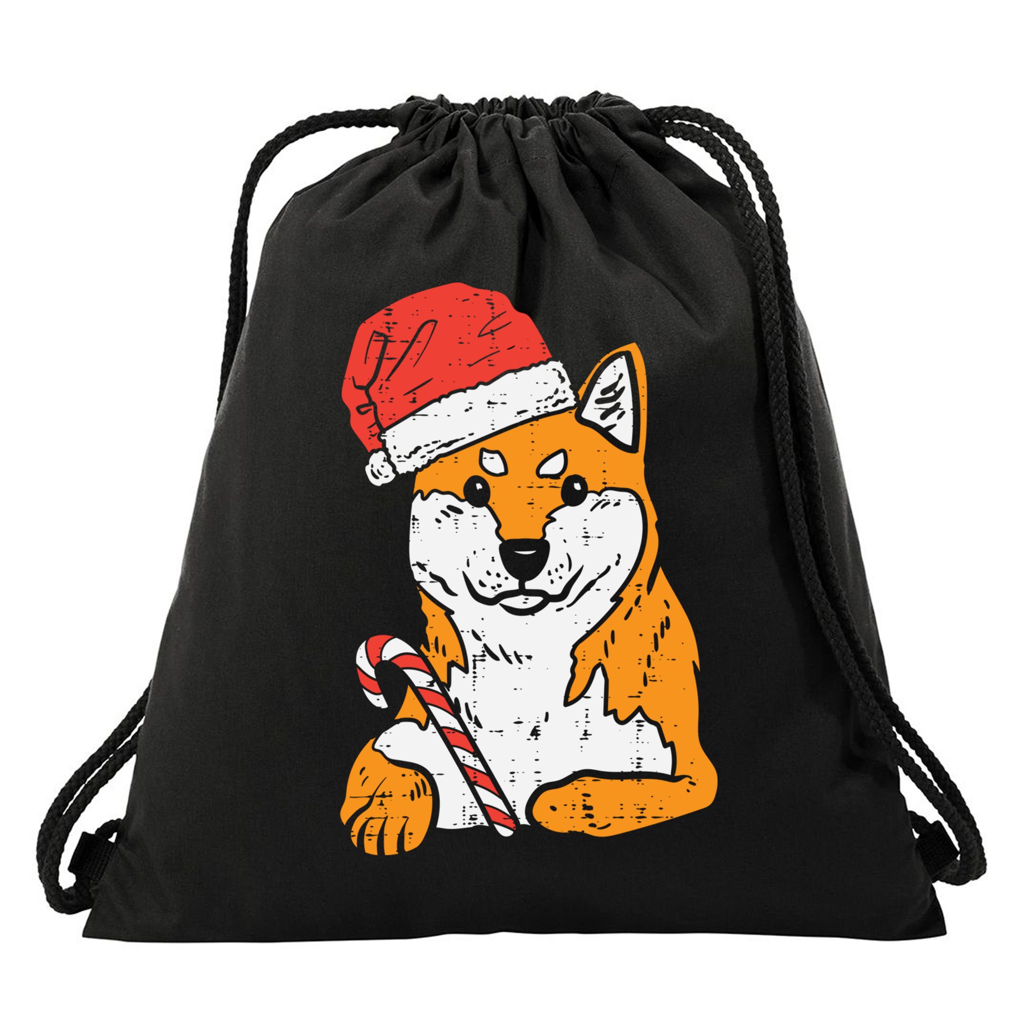Santa Hat Shiba Inu Akita Dog Christmas Pajamas Xmas Pj Doge Meaningful Gift Drawstring Bag