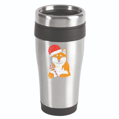 Santa Hat Shiba Inu Akita Dog Christmas Pajamas Xmas Pj Doge Meaningful Gift 16oz Travel Tumbler