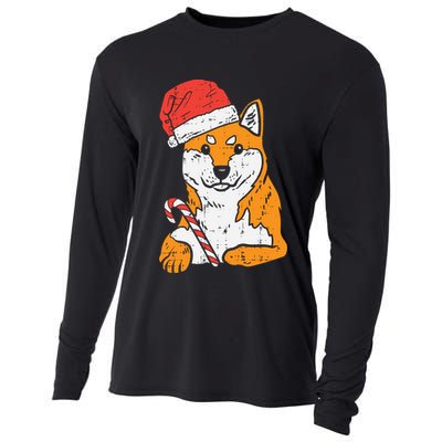 Santa Hat Shiba Inu Akita Dog Christmas Pajamas Xmas Pj Doge Meaningful Gift Cooling Performance Long Sleeve Crew