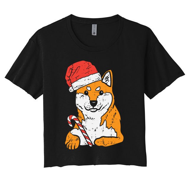 Santa Hat Shiba Inu Akita Dog Christmas Pajamas Xmas Pj Doge Meaningful Gift Crop Top