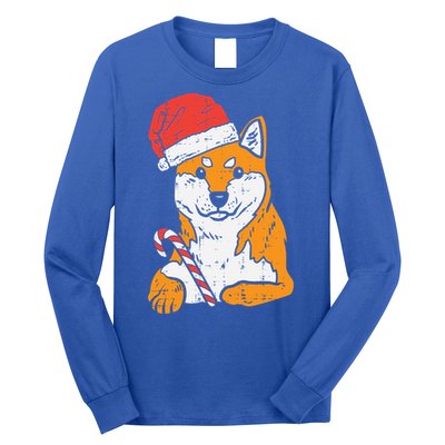 Santa Hat Shiba Inu Akita Dog Christmas Pajamas Xmas Pj Doge Meaningful Gift Long Sleeve Shirt