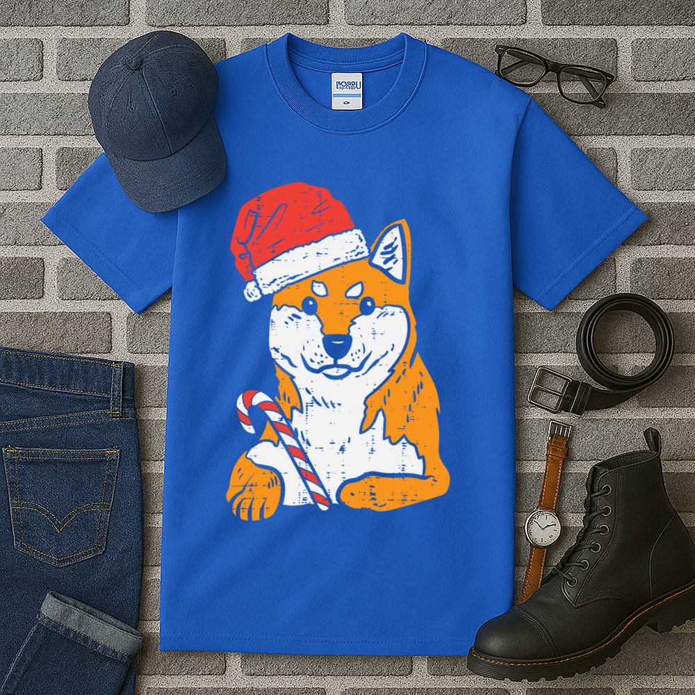Santa Hat Shiba Inu Akita Dog Christmas Pajamas Xmas Pj Doge Meaningful Gift Tall T-Shirt