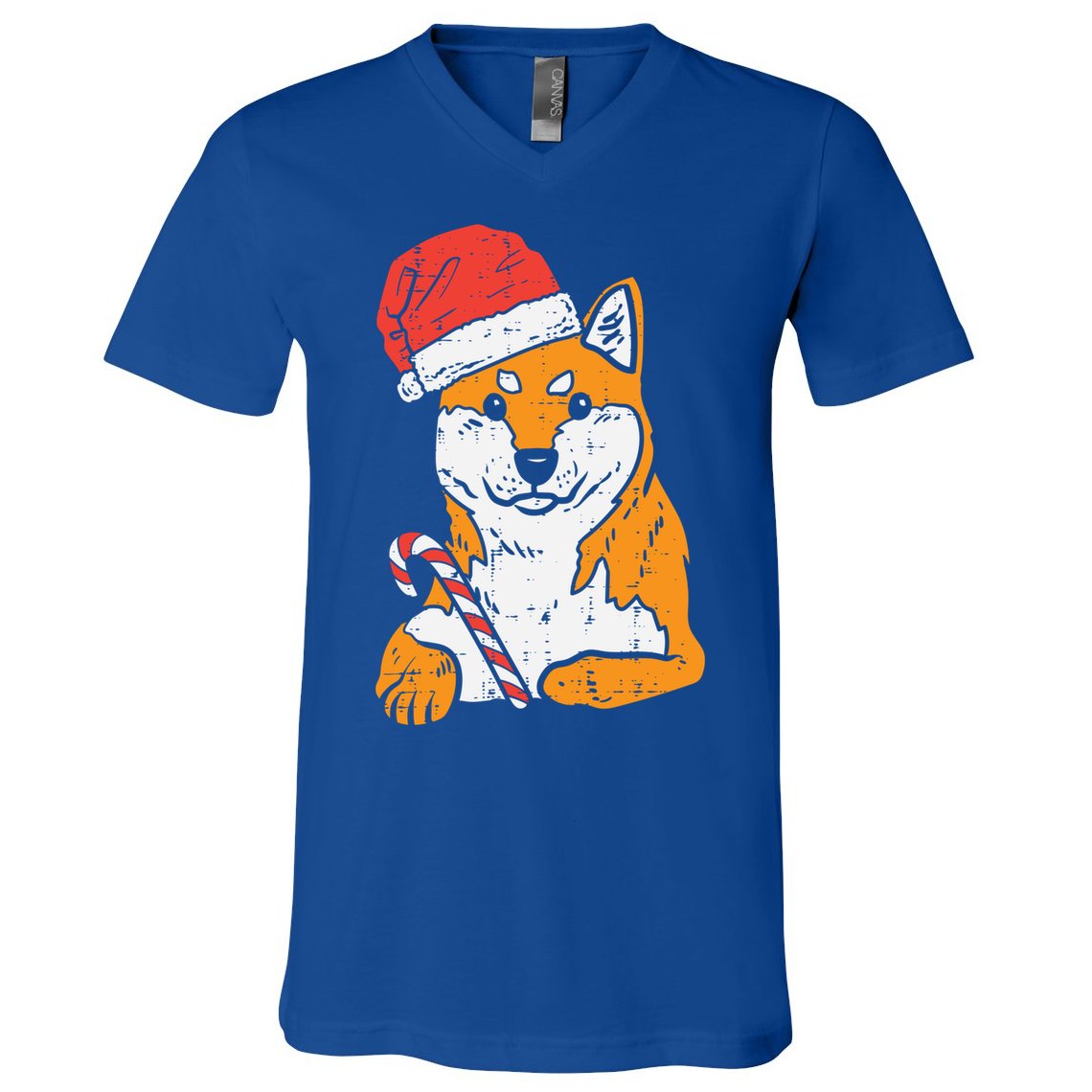 Santa Hat Shiba Inu Akita Dog Christmas Pajamas Xmas Pj Doge Meaningful Gift V-Neck T-Shirt
