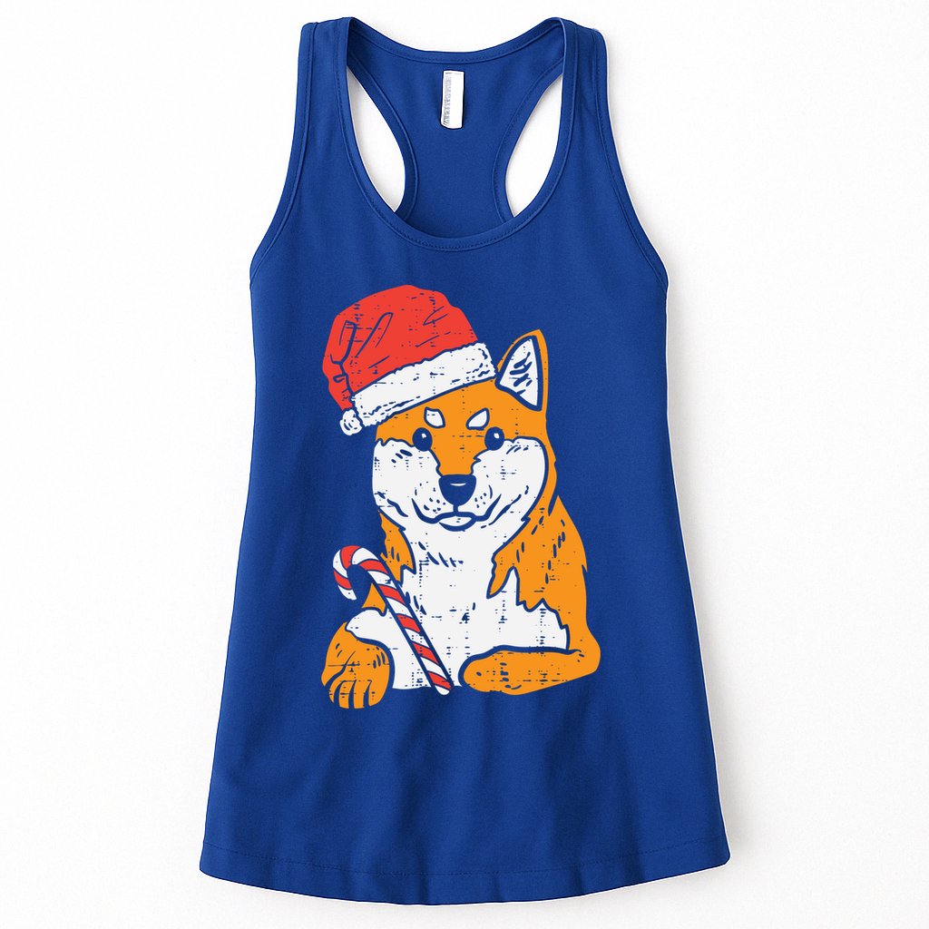 Santa Hat Shiba Inu Akita Dog Christmas Pajamas Xmas Pj Doge Meaningful Gift Womens Tank Top