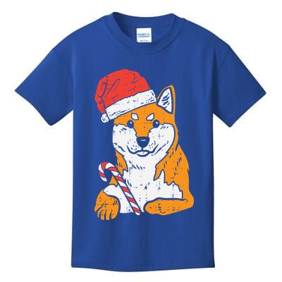 Santa Hat Shiba Inu Akita Dog Christmas Pajamas Xmas Pj Doge Meaningful Gift Kids T-Shirt