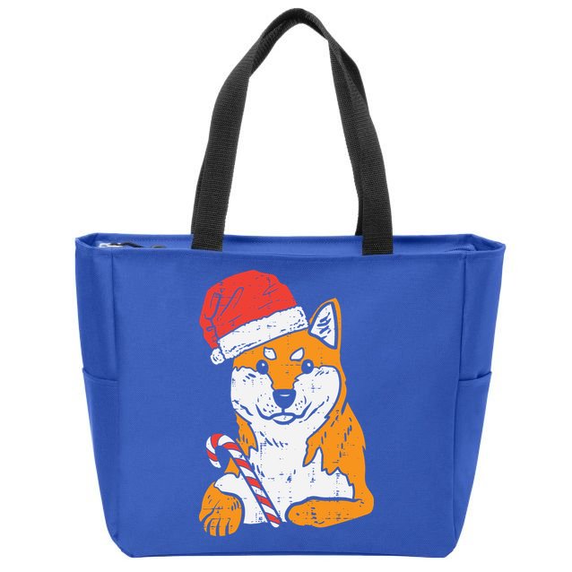 Santa Hat Shiba Inu Akita Dog Christmas Pajamas Xmas Pj Doge Meaningful Gift Zip Tote Bag