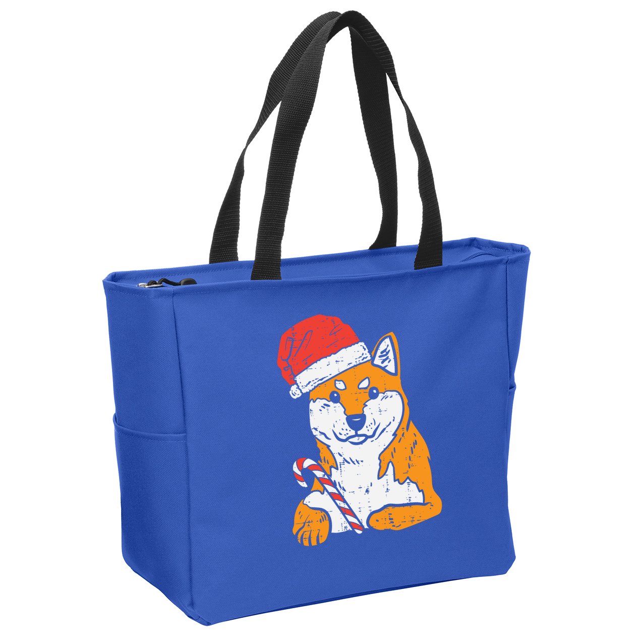 Santa Hat Shiba Inu Akita Dog Christmas Pajamas Xmas Pj Doge Meaningful Gift Zip Tote Bag