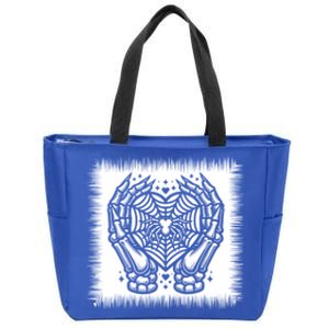 Spooky Halloween Skeleton Hand Heart Spiderweb Cool Gift Zip Tote Bag