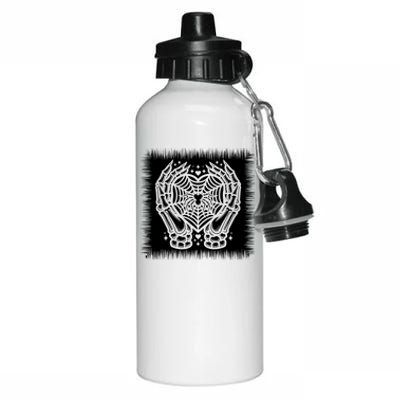 Spooky Halloween Skeleton Hand Heart Spiderweb Cool Gift Aluminum Water Bottle