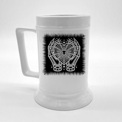 Spooky Halloween Skeleton Hand Heart Spiderweb Cool Gift Beer Stein