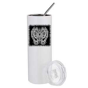 Spooky Halloween Skeleton Hand Heart Spiderweb Cool Gift Stainless Steel Tumbler