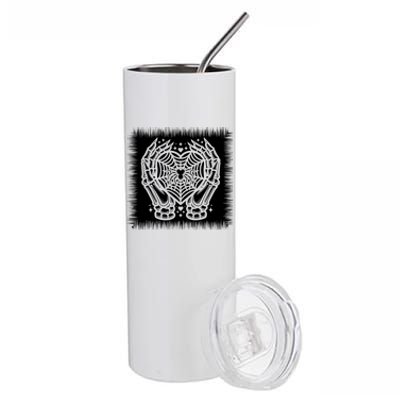 Spooky Halloween Skeleton Hand Heart Spiderweb Cool Gift Stainless Steel Tumbler