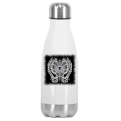 Spooky Halloween Skeleton Hand Heart Spiderweb Cool Gift Stainless Steel Insulated Water Bottle