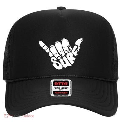 Surfing Hand High Crown Mesh Back Trucker Hat