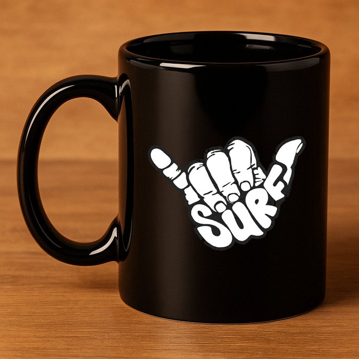 Surfing Hand 11oz C Handle Ceramic Mug