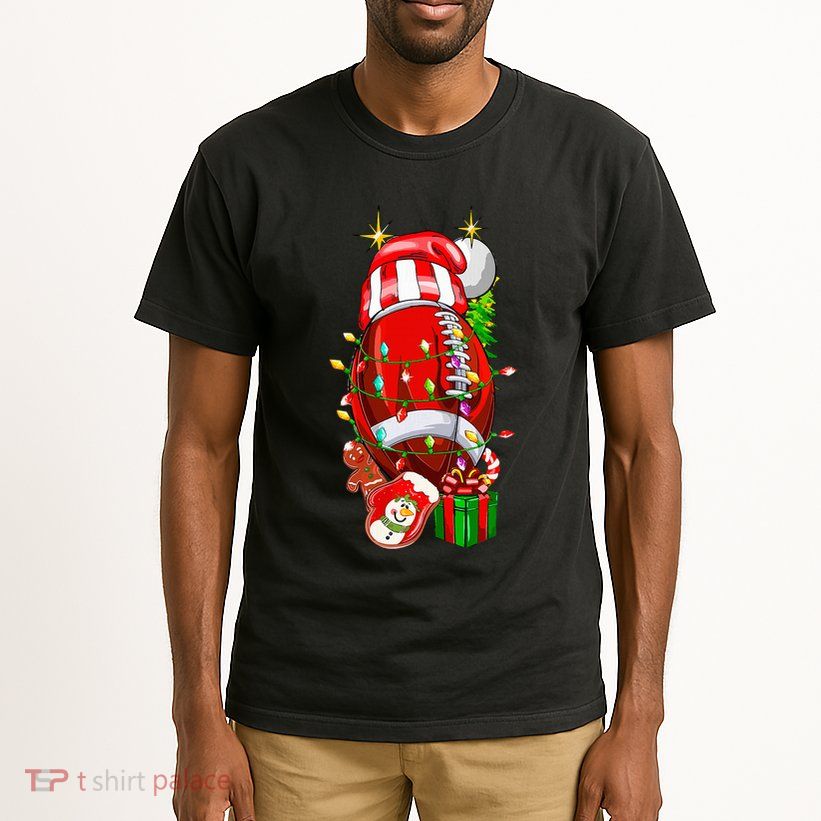 Santa Hat Sports Design Christmas Football For Tall T-Shirt