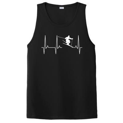 Ski Heartbeat Skiing Winter Snow Sports Skiers Players Art Great Gift PosiCharge Competitor Tank