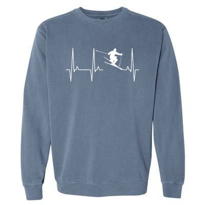 Ski Heartbeat Skiing Winter Snow Sports Skiers Players Art Great Gift Garment-Dyed Sweatshirt