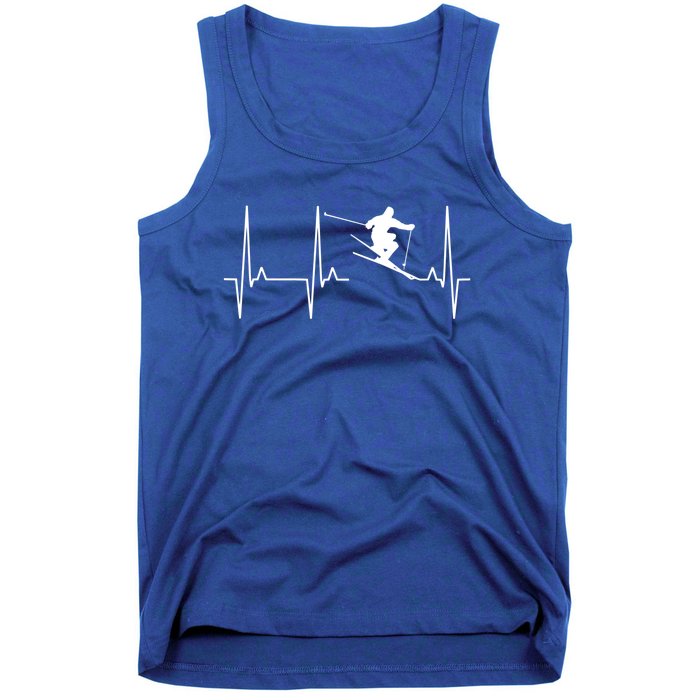 Ski Heartbeat Skiing Winter Snow Sports Skiers Players Art Great Gift Tank Top