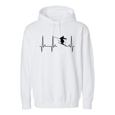 Ski Heartbeat Skiing Winter Snow Sports Skiers Players Art Great Gift Garment-Dyed Fleece Hoodie