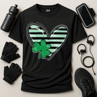 Shamrock Heart St Patrick Day Cute Cooling Performance Crew T-Shirt