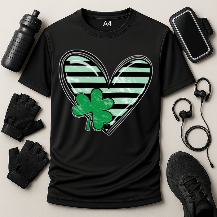 Shamrock Heart St Patrick Day Cute Cooling Performance Crew T-Shirt