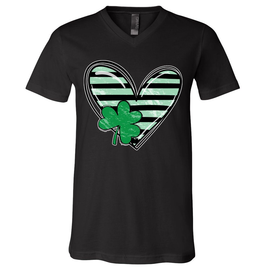 Shamrock Heart St Patrick Day Cute V-Neck T-Shirt