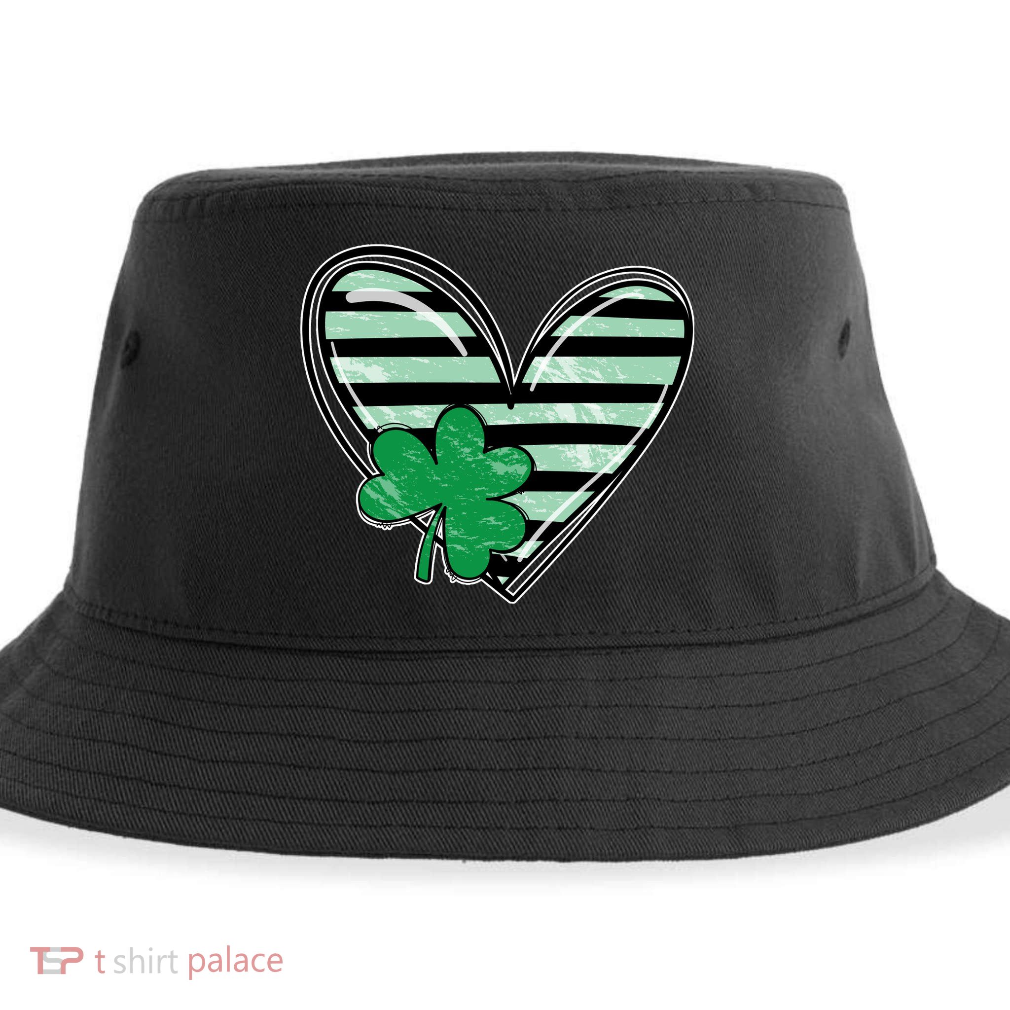 Shamrock Heart St Patrick Day Cute Sustainable Bucket Hat