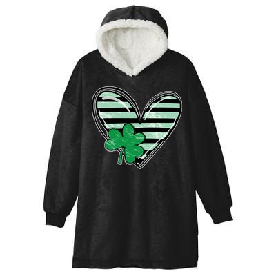 Shamrock Heart St Patrick Day Cute Hooded Wearable Blanket