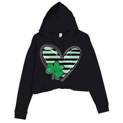 Shamrock Heart St Patrick Day Cute Crop Fleece Hoodie