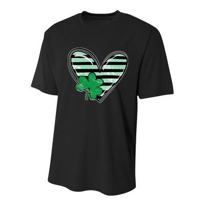 Shamrock Heart St Patrick Day Cute Youth Performance Sprint T-Shirt