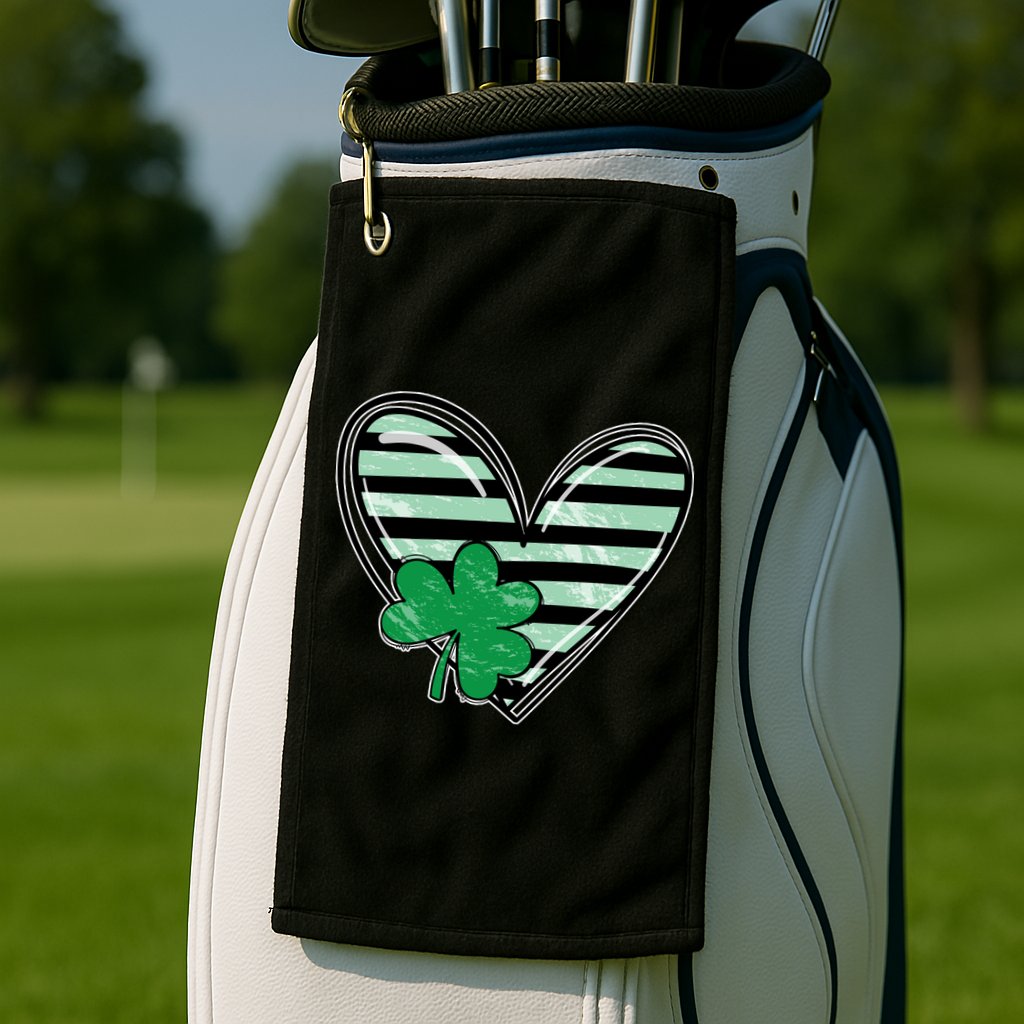 Shamrock Heart St Patrick Day Cute Golf Towel