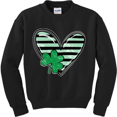 Shamrock Heart St Patrick Day Cute Kids Sweatshirt
