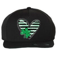 Shamrock Heart St Patrick Day Cute Wool Snapback Cap